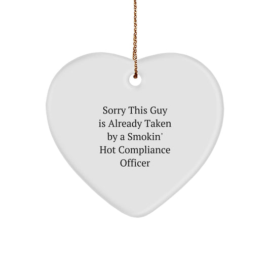 Compliance Officer Gifts, Sorry This Guy Is Already Taken Funny Heart Ornament, Christmas Unique Gifts from Friends to Compliance Officer - Image 1