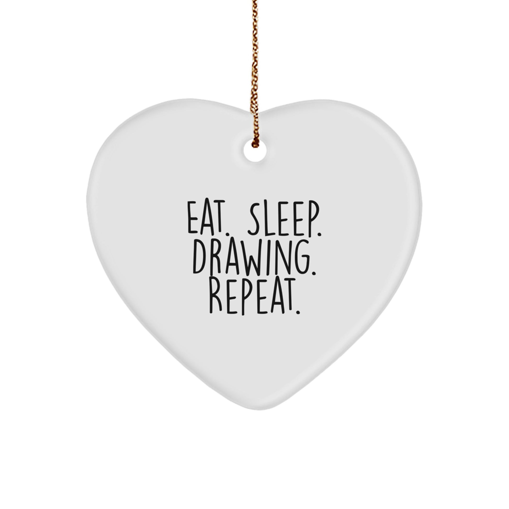 Funny Drawing Heart Ornament, Eat. Sleep. Drawing. Repeat., Gifts from Family to Friends for Christmas, Heart-Shaped Drawing Decor - Image 1