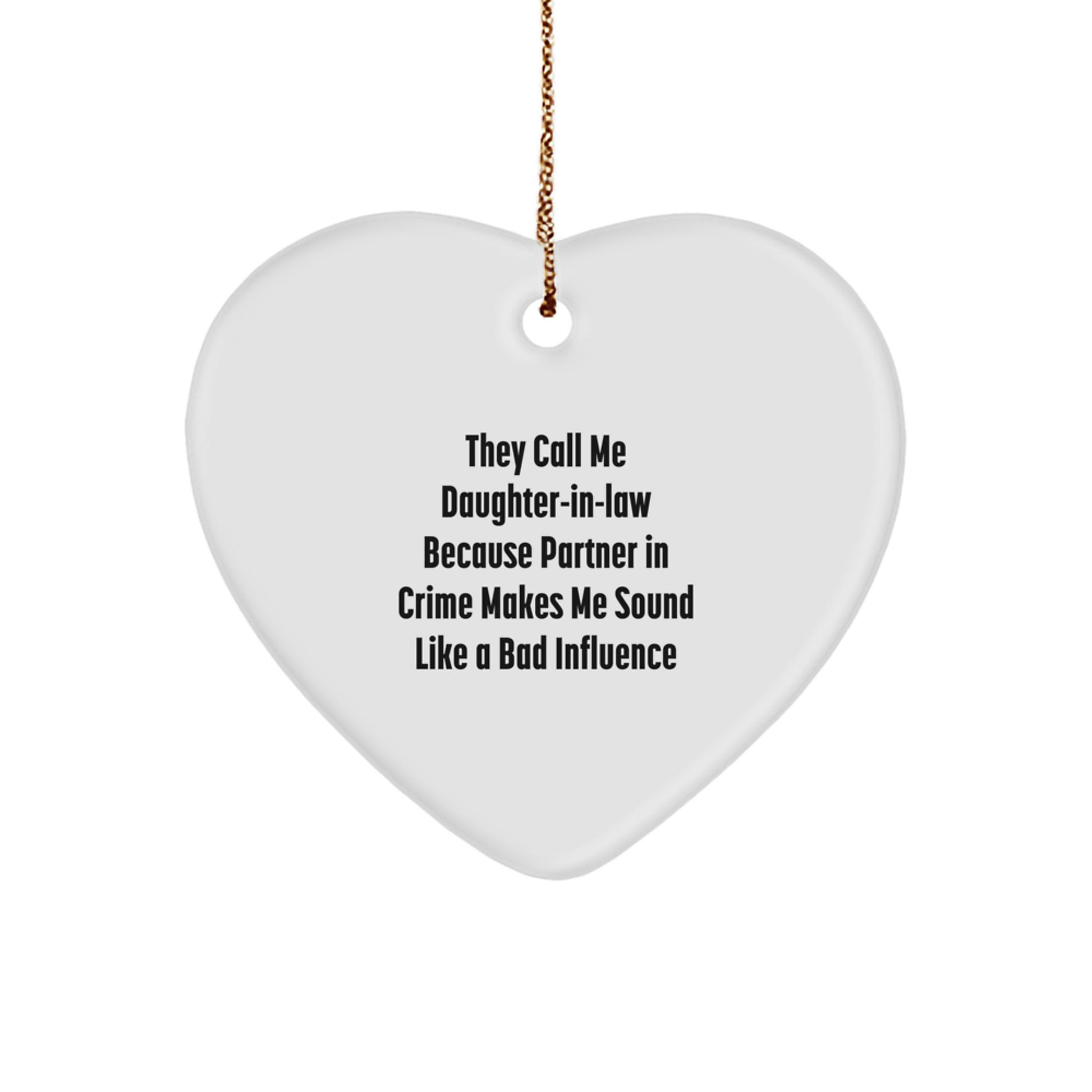 Funny Daughter-in-law Gifts, Heart Ornament with Partner in Crime Quote, Christmas Memorable Presents from Family - Image 1