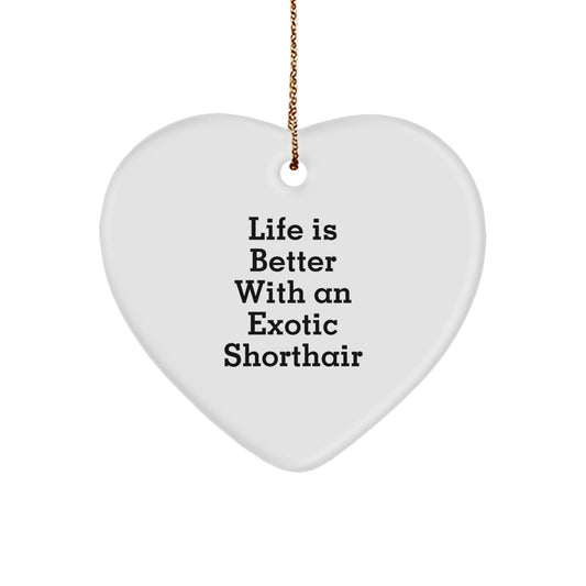 Exotic Shorthair Cat Gifts, Heart Ornament for Men, Women, Family, and Friends at Christmas - 'Life Is Better With An Exotic Shorthair' Quote - Image 1