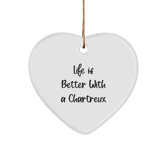 Chartreux Cat Lovers Gift, Heart Ornament, Life Is Better With A Chartreux, Christmas Unique Gifts from Friends to Family - Image 1