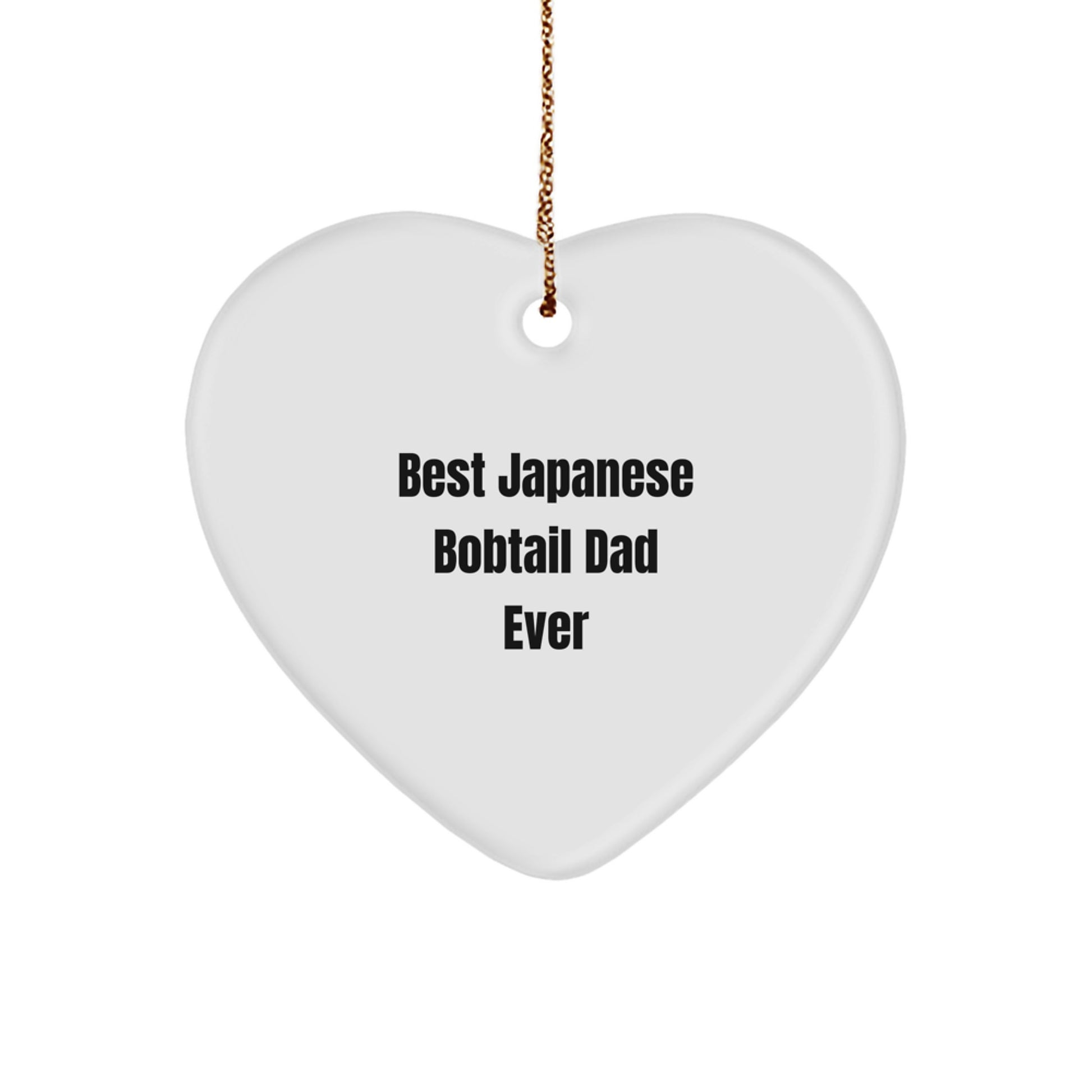 Japanese Bobtail Cat Gifts for Him - Best Japanese Bobtail Dad Ever Heart Ornament, Funny Christmas Decor for Home, Handcrafted with Love, Gifts from Men to Japanese Bobtail Cat Lovers - Image 1