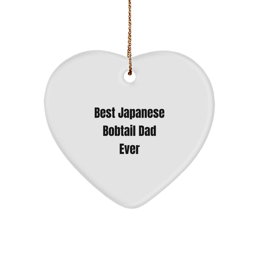 Japanese Bobtail Cat Gifts for Him - Best Japanese Bobtail Dad Ever Heart Ornament, Funny Christmas Decor for Home, Handcrafted with Love, Gifts from Men to Japanese Bobtail Cat Lovers - Image 1