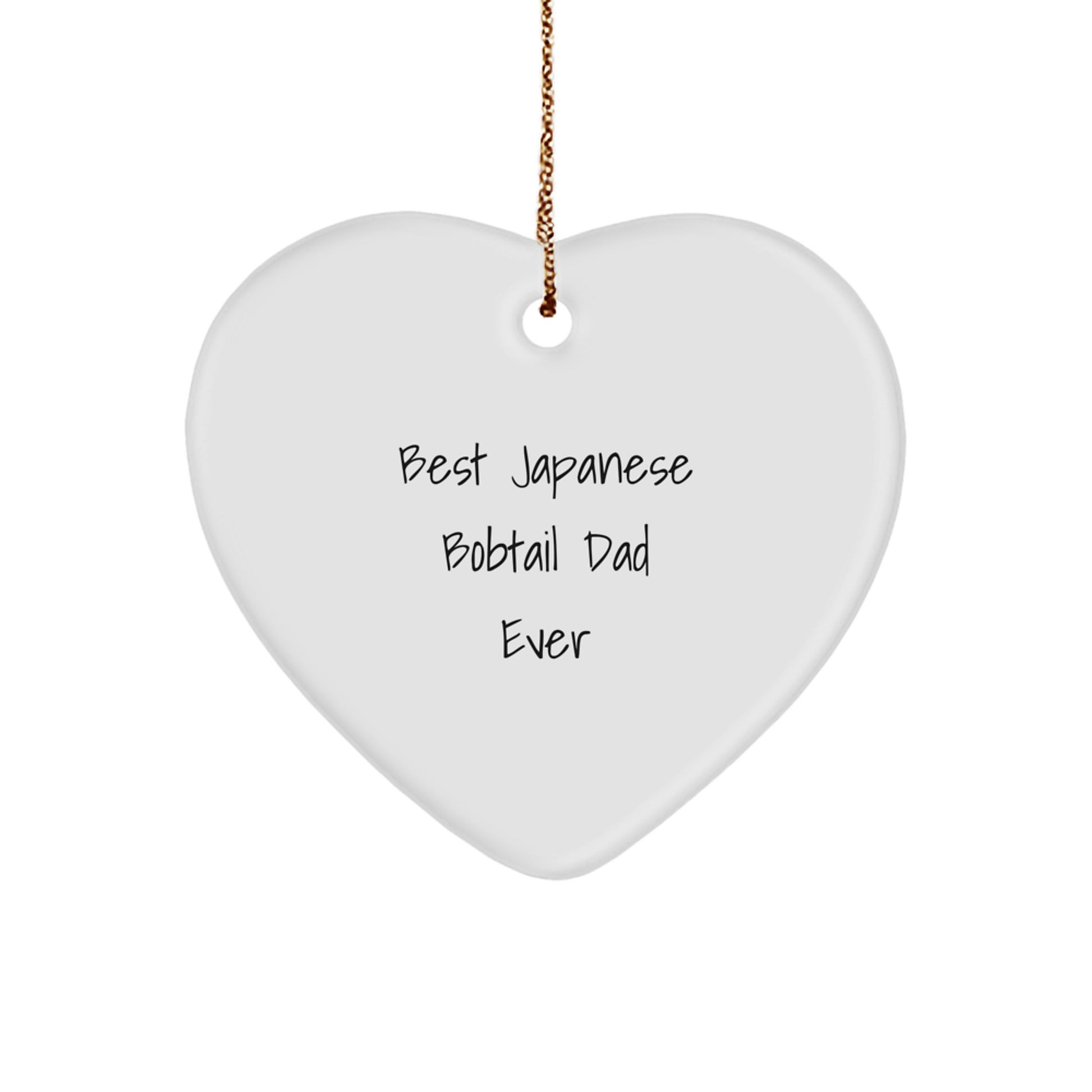 Japanese Bobtail Cat Dad Gifts for Christmas, Heart Ornament with Funny Quote, 'Best Japanese Bobtail Dad Ever' from Friends, Family, or Coworkers - Image 1
