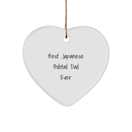 Japanese Bobtail Cat Dad Gifts for Christmas, Heart Ornament with Funny Quote, 'Best Japanese Bobtail Dad Ever' from Friends, Family, or Coworkers - Image 1