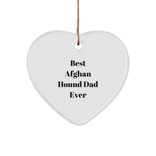 Funny Afghan Hound Dog Dad Gifts from Men for Christmas Unique Gifts, Funny Heart Ornament for Afghan Hound Dog Lover, Best Dad Ever - Image 1