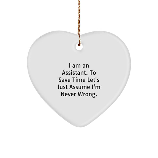 Funny Assistant Heart Ornament Gifts from Friends for Assistant Men with Gold Cord - Christmas Unique Gifts - Image 1