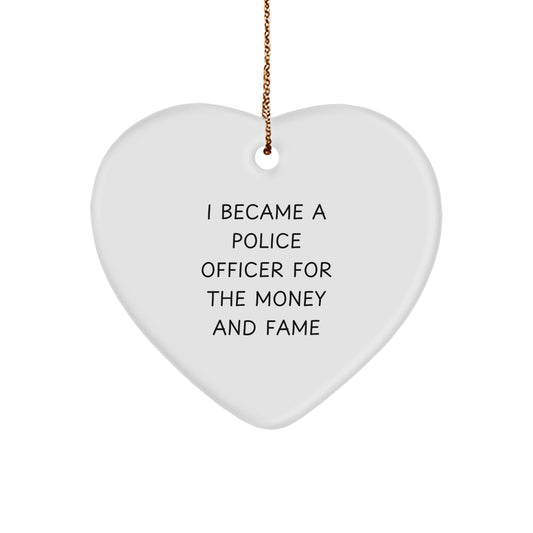 Funny Police Officer Heart Ornament Gifts from Friends, Family, Men, Women, or Coworkers for Christmas Unique Presents - Image 1
