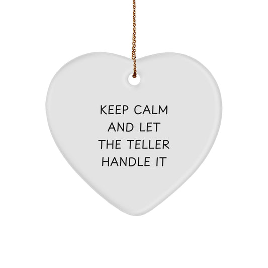 Funny Teller Heart Ornament, Gifts from Men for Teller Coworkers, Christmas Unique Decorations - Image 1