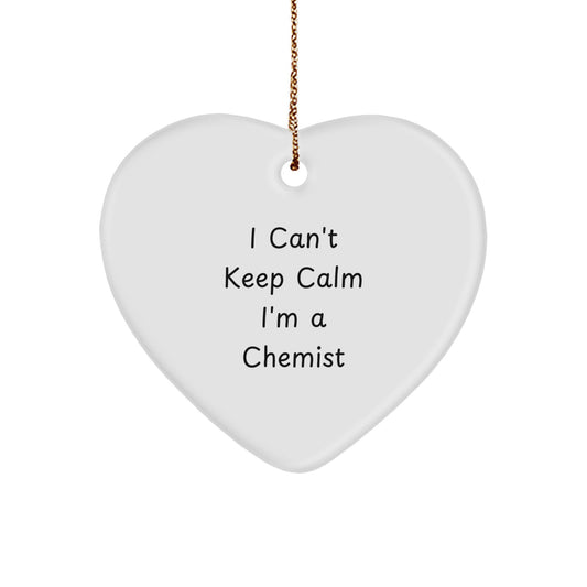 Funny Chemist Gifts - 'I Can't Keep Calm I'm A Chemist' Heart Ornament for Christmas - Image 1