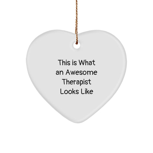Funny Therapist Gifts Christmas Heart Ornament 'This Is What An Awesome Therapist Looks Like' Gifts from Friends - Image 1