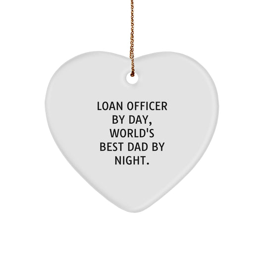 Loan Officer Gifts: Funny Heart Ornament for Christmas, 'Loan Officer By Day, World's Best Dad By Night.' Gifts from Men to Loan Officer, Perfect for Office Decor - Image 1
