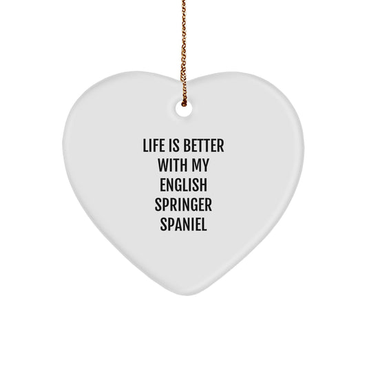 English Springer Spaniel Dog Lover's Heart Ornament, Funny Quote Gifts from Family to Friends, Christmas Unique Presents for Men, Women, Coworkers, Family - Image 1