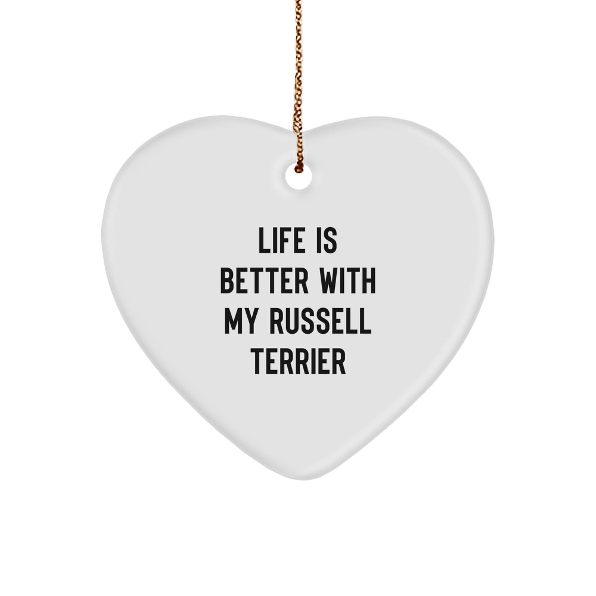 Russell Terrier Dog Gifts from Friends, Family, and Coworkers - Heart Ornament with 'Life Is Better With My Russell Terrier' Quote, Christmas Unique - Image 1