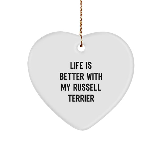 Russell Terrier Dog Gifts from Friends, Family, and Coworkers - Heart Ornament with 'Life Is Better With My Russell Terrier' Quote, Christmas Unique - Image 1