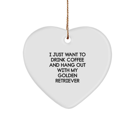 Golden Retriever Dog Gifts, Funny Quote Ornament for Christmas, Heart-Shaped MDF with Sublimation Printing, Gifts from Friends or Family - Image 1