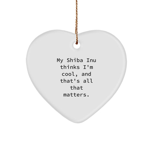 Funny Shiba Inu Dog Gifts for Friends from My Shiba Inu Thinks I'm Cool, Christmas Heart Ornament - Image 1
