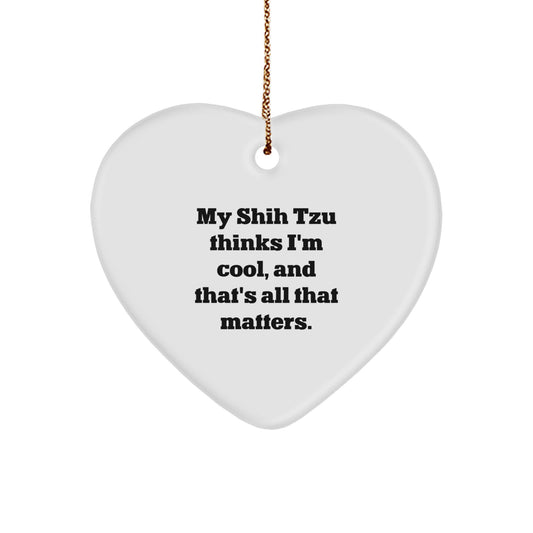 Shih Tzu Dog Lover's Heart Ornament, Funny Quote Gift from Friends to Family, Christmas Unique Gifts for Shih Tzu Dog Owners - Image 1