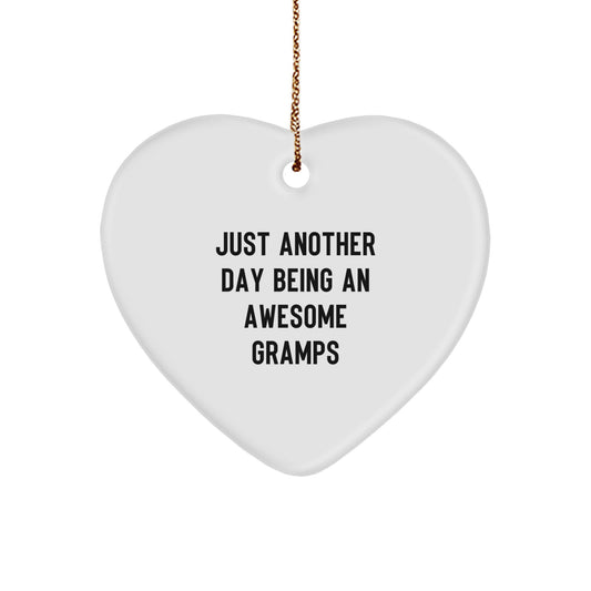 Gramps Gifts from Men - Heart Ornament with Funny Quote, Christmas Unique Presents for Awesome Gramps - Image 1