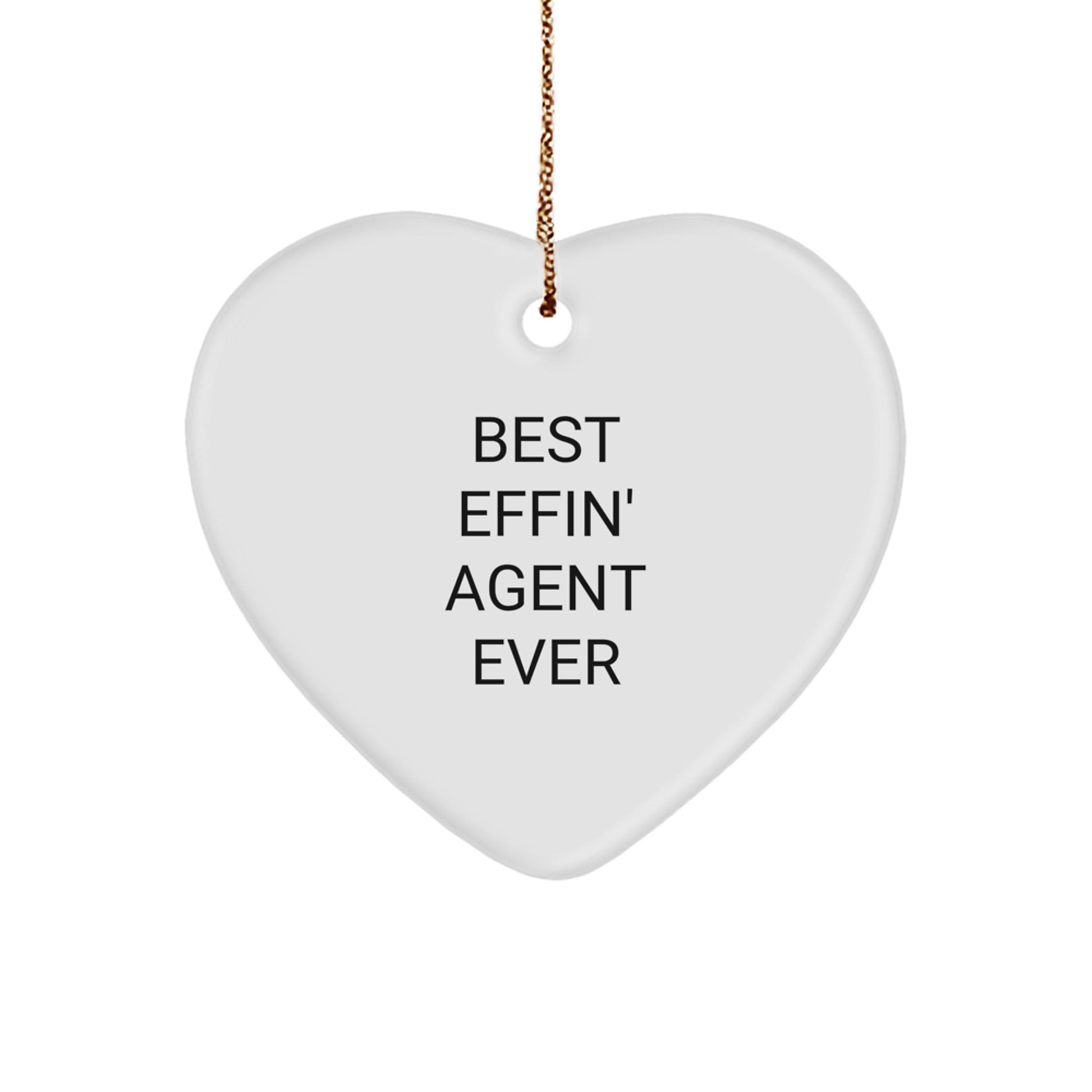 Funny Agent Heart Ornament, Gifts from Men to Colleagues, Best Effin' Agent Ever Christmas Decor, Heart Shaped Ornament for Office Desk - Image 1