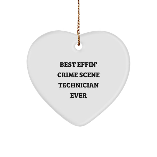 Funny Crime Scene Technician Heart Ornament Gifts from Coworkers or Friends for Christmas, Best Effin' Crime Scene Technician Ever - Image 1
