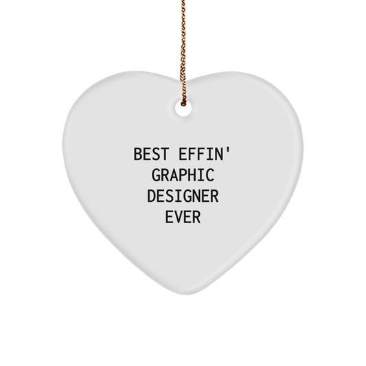 Funny Graphic Designer Gifts from Men - Best 'Effin' Heart Ornament for Graphic Designers, Women, Friends, Family at Christmas - Image 1