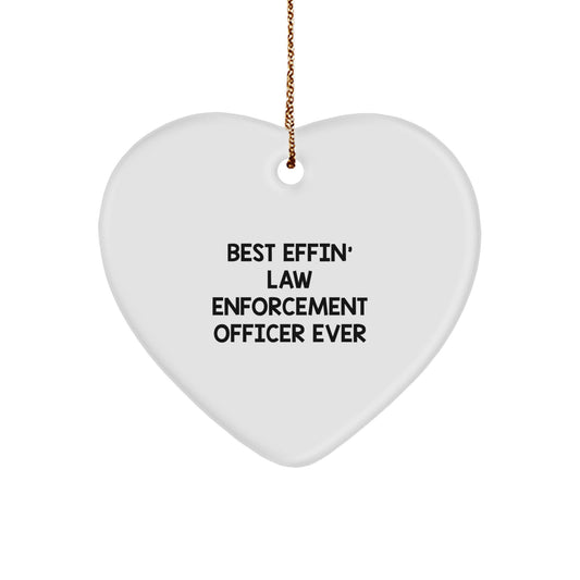 Funny Law Enforcement Officer Gifts from Friends - Best Effin' Heart Ornament, Unique Christmas Unique Gifts for Law Enforcement Officer, Men - Image 1