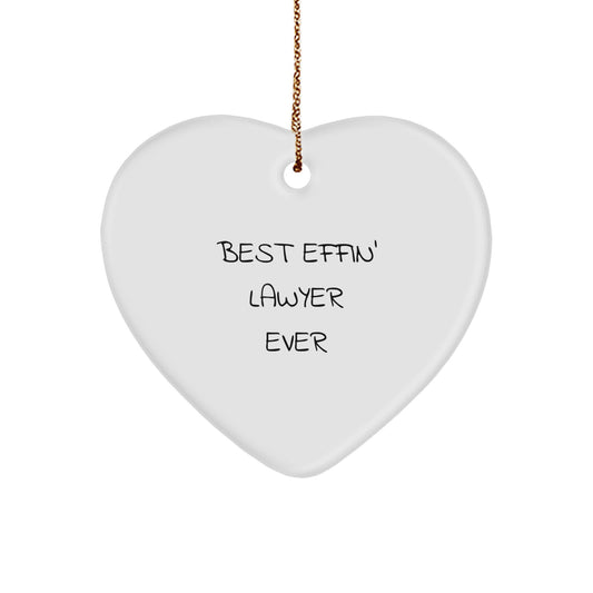 Funny Lawyer Gifts from Friends, Best Effin' Lawyer Ever Heart Ornament for Lawyer Men, Christmas Unique Gifts - Image 1
