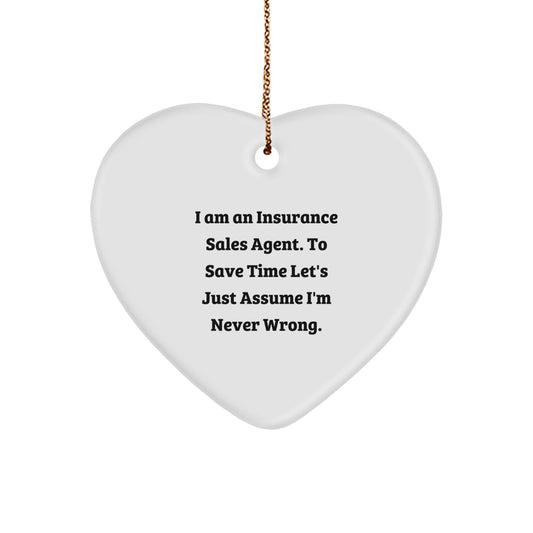 Funny Gifts from Men to Insurance Sales Agent Friends - Heart Ornament for Christmas Unique Gifts - Image 1