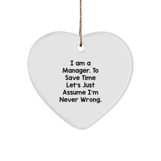 Funny Manager Heart Ornament Gifts for Him from Coworkers, Christmas Unique Office Decor - Image 1