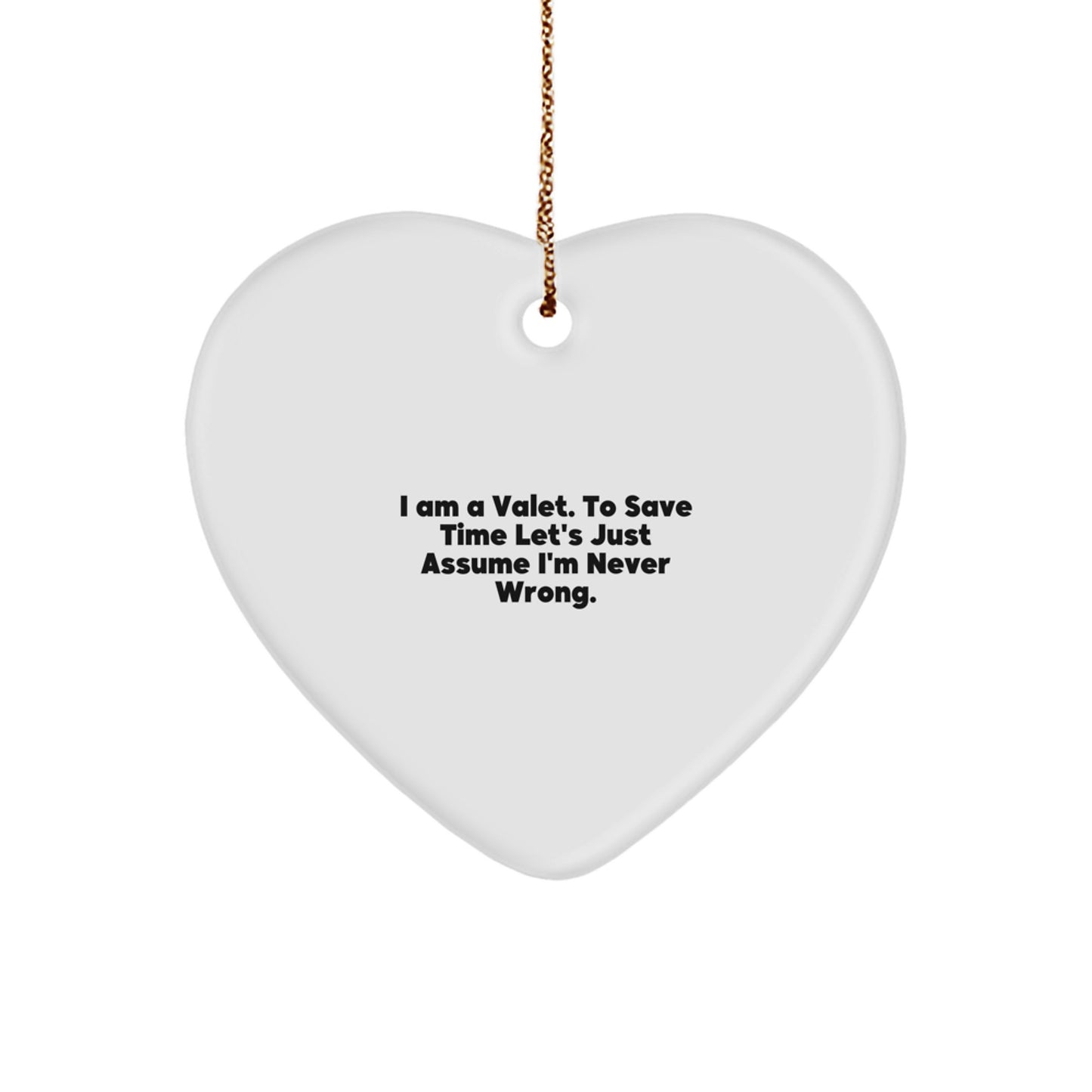 Funny Valet Heart Ornament Gift Ideas for Men, Unique Christmas Unique Gifts from Husband to Valet, Heartfelt Present for Friends - Image 1