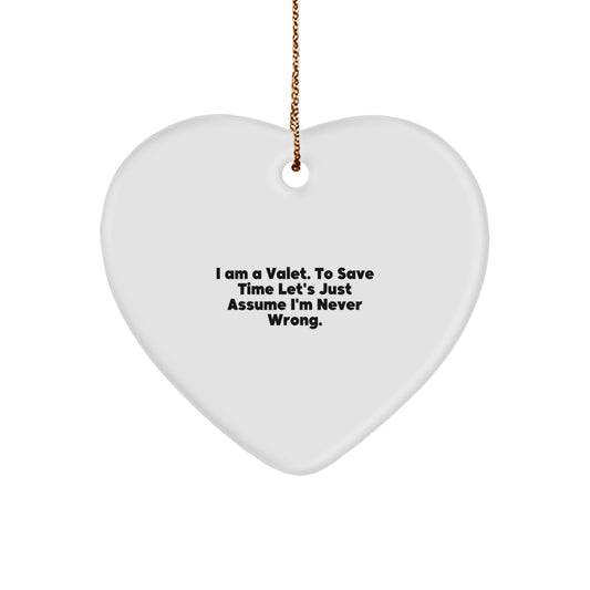 Funny Valet Heart Ornament Gift Ideas for Men, Unique Christmas Unique Gifts from Husband to Valet, Heartfelt Present for Friends - Image 1