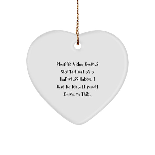 Funny Gaming Heart Ornament Gifts from Friends for Playing Video Games Lovers at Christmas - Image 1