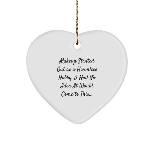 Makeup Lover Gifts from Men to Friends' Christmas Unique Gifts - Funny Makeup Heart Ornament - Image 1