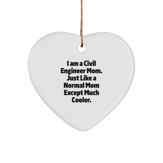 Funny Civil Engineer Mom Gifts - Heart Ornament for Christmas from Family - I'm a Civil Engineer Mom Gifts - Image 1