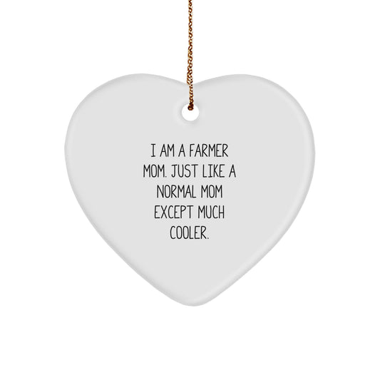 Funny Farmer Heart Ornament Gifts from Family for Christmas, A Special Keepsake for Mom - I Am A Farmer Mom - Image 1