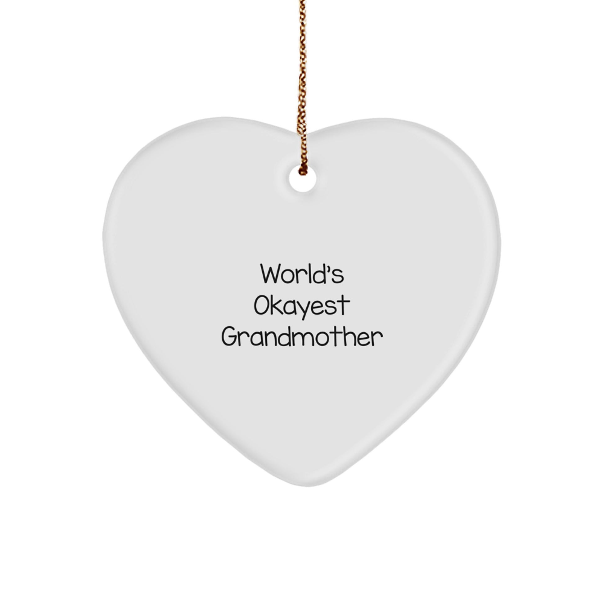 Funny Grandmother Gifts from Family, World's Okayest Grandmother Heart Ornament for Grandmother, Christmas Unique Gifts - Image 1