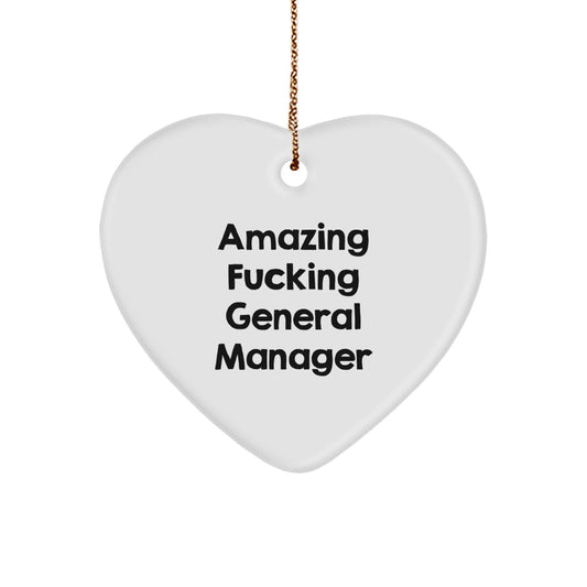 Funny General Manager Gifts from Friends, Amazing 'F--king' Heart Ornament for General Manager, Unique Christmas Unique Gifts - Image 1