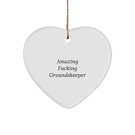 Funny groundskeeper Heart Ornament Gifts from Men to Friends, Unique Christmas Unique Gifts for groundskeeper, Heart Shaped groundskeeper MDF Ornament - Image 1