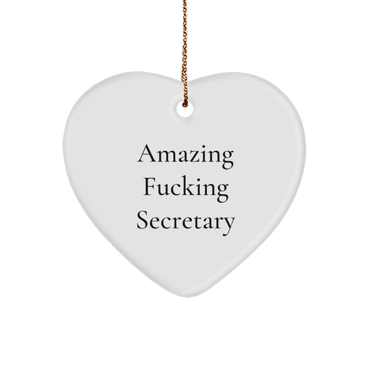Funny Secretary Heart Ornament Gifts from Men to Women Friends Coworkers Family for Christmas Unique - Image 1