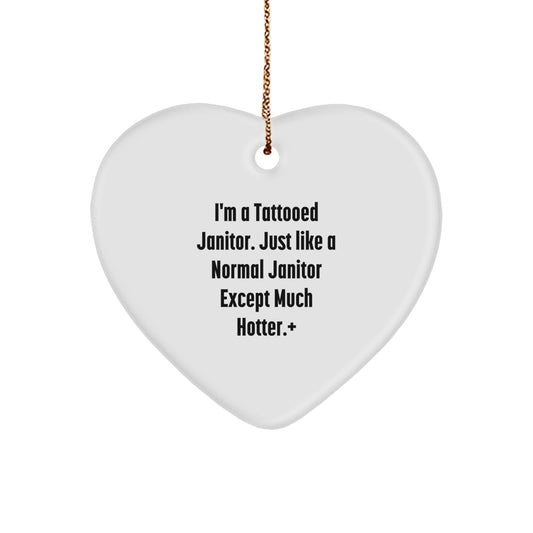 Funny Janitor Gifts, Heart Ornament for Janitor Friends, Christmas Unique Gifts from Men to Janitor - Image 1