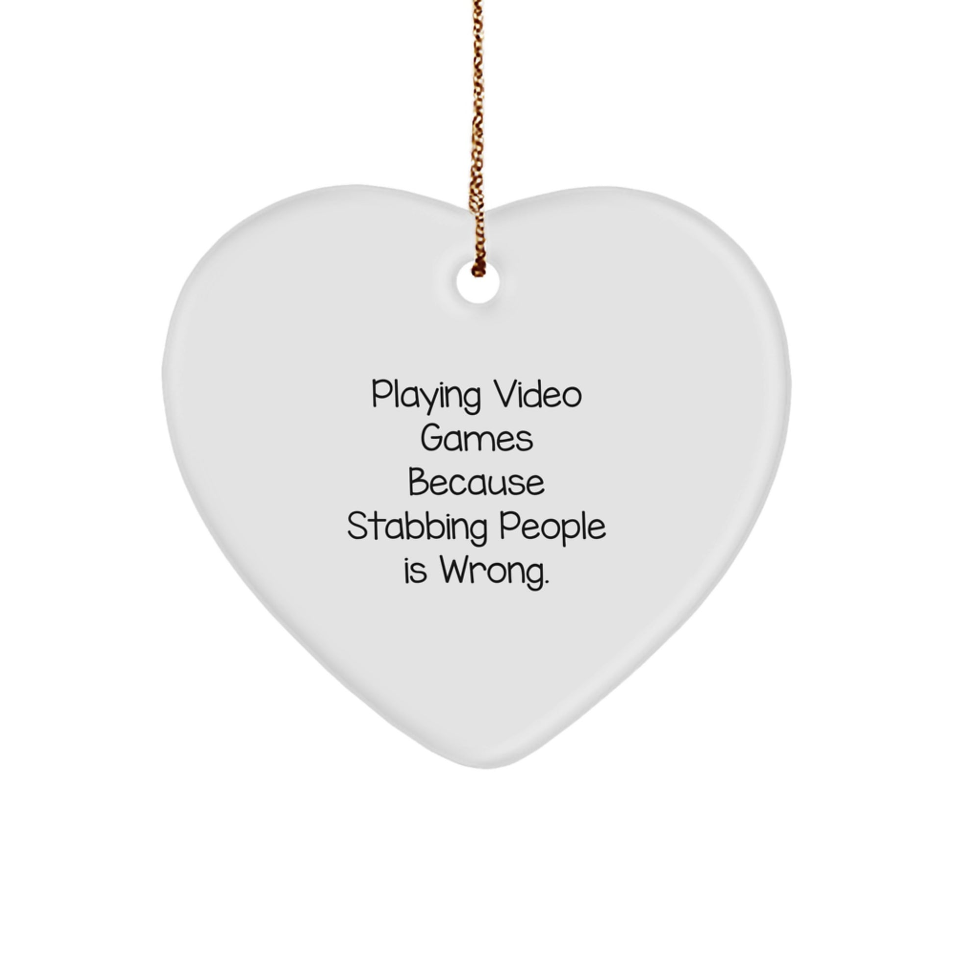 Funny Heart Ornament Gifts from Friends for Playing Video Games Enthusiasts at Christmas - Playing Video Games Heart Ornament - Image 1