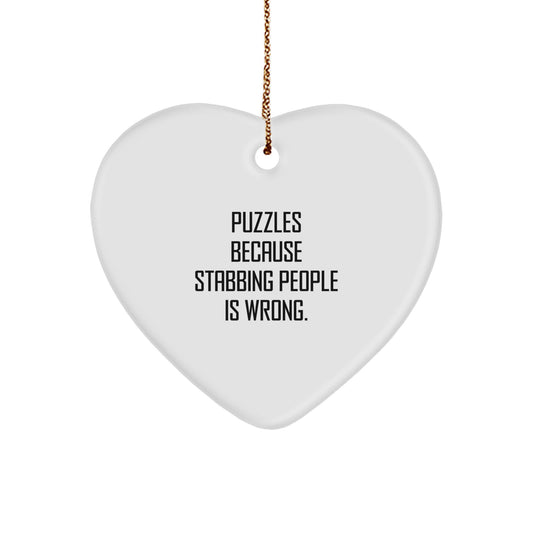 Funny Puzzle Gifts for Puzzles Enthusiasts, Gifts from Friends to Friends, Funny Heart Ornament for Christmas Unique Gifts - Image 1