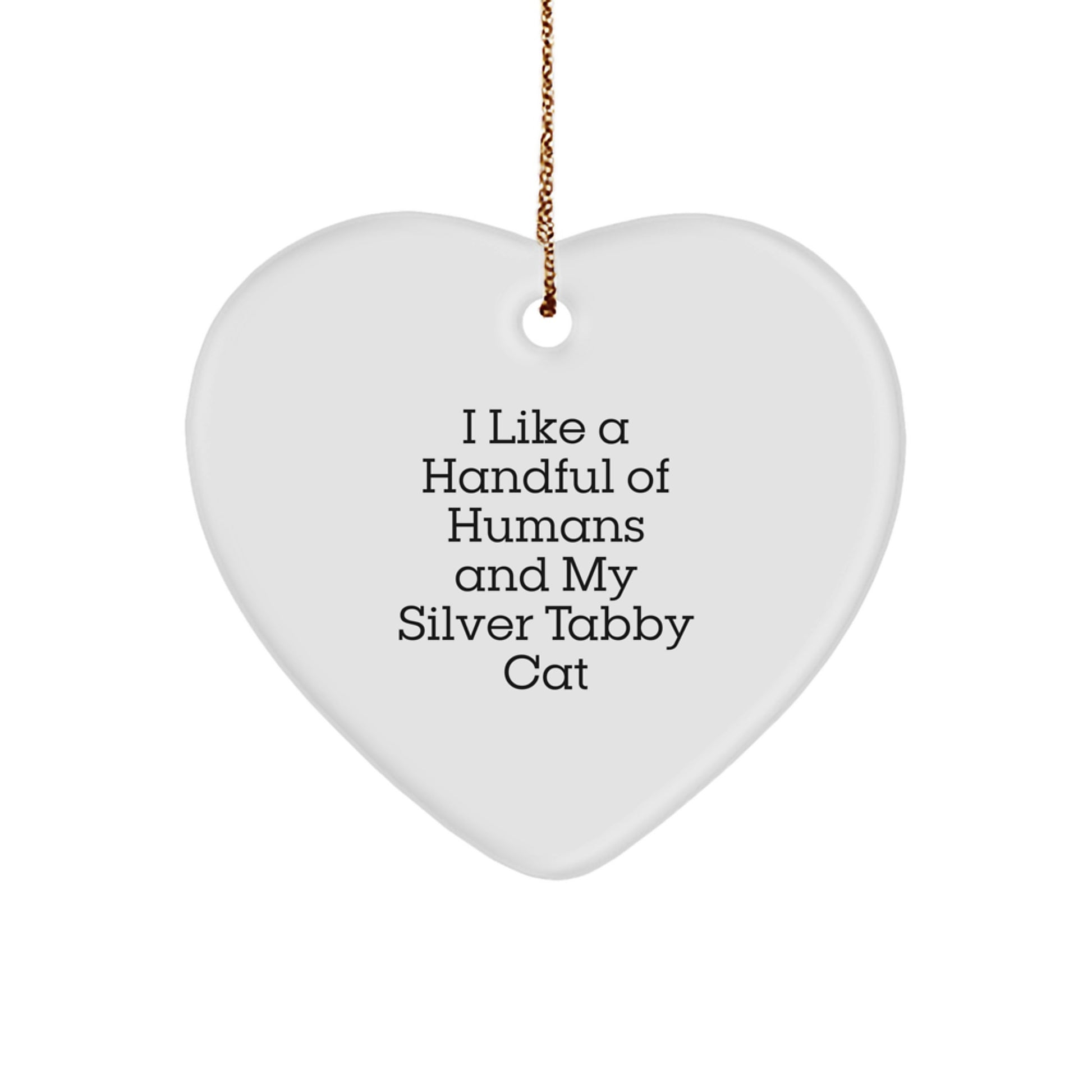 Funny Silver Tabby Cat Heart Ornament Gifts for Men from Family, Unique Christmas Decorations - Image 1