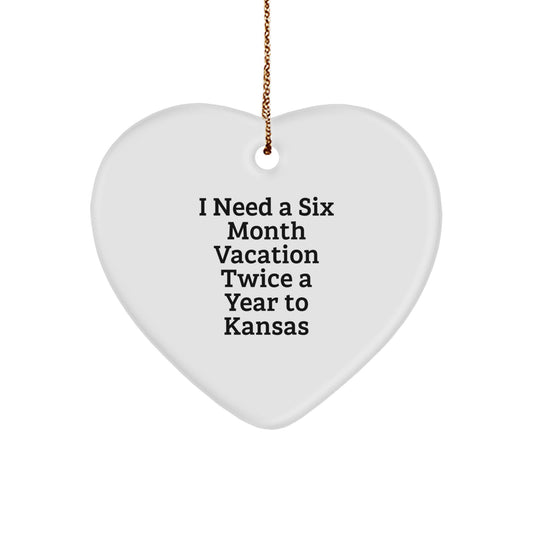 Funny Kansas Heart Ornament Gifts from Friends Family for Christmas Unique Kansas Men Women - Image 1