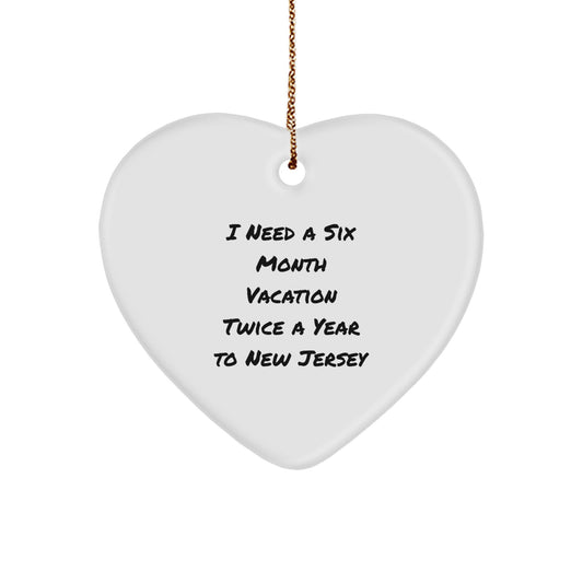 New Jersey Heart Ornament Funny Gift from Men to Women for Six Month Vacation Lover - Image 1