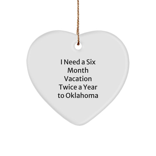 Oklahoma Funny Heart Ornament Gifts from Friends to Family for Christmas - Image 1