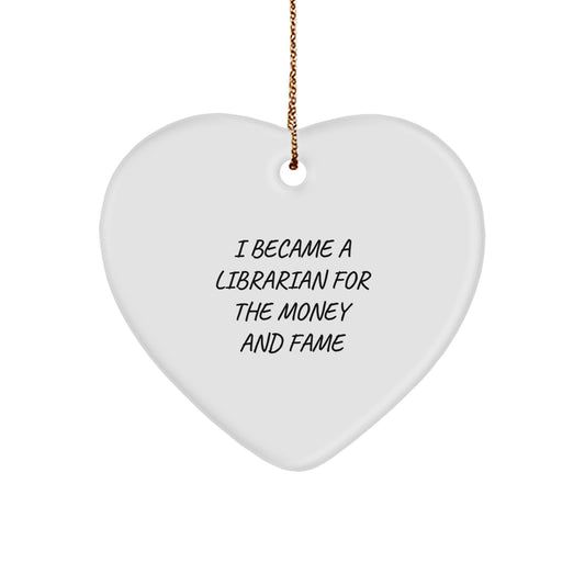 Librarian Heart Ornament, Funny Quote Gifts for Librarian, Christmas Unique Gifts from Friends, Family, Coworkers - Image 1