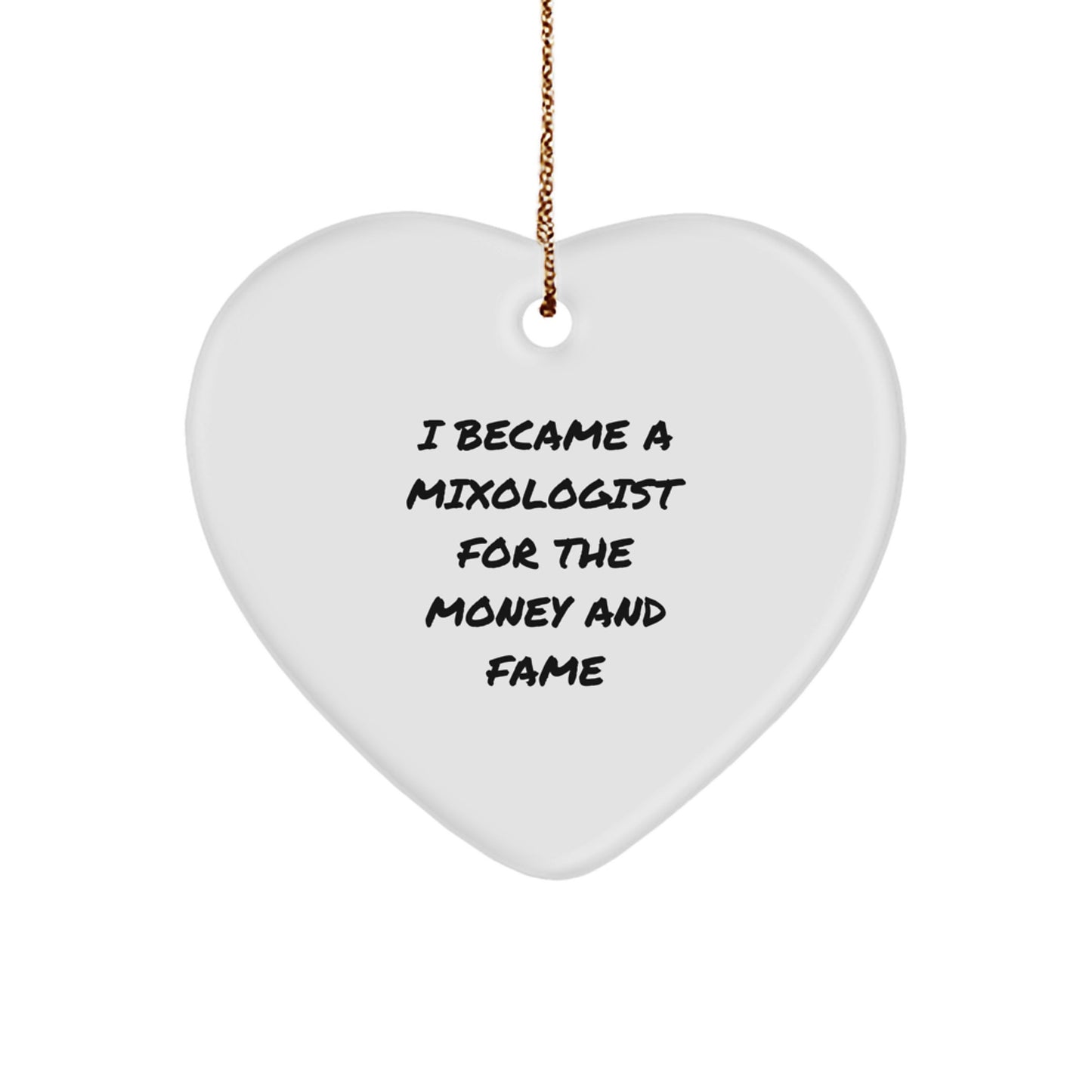 Funny Mixologist Gifts, Heart Ornament for Christmas Unique Gifts from Friends to Mixologists - Image 1