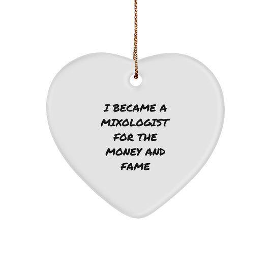 Funny Mixologist Gifts, Heart Ornament for Christmas Unique Gifts from Friends to Mixologists - Image 1